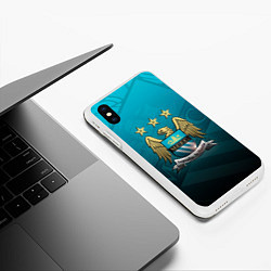 Чехол iPhone XS Max матовый Manchester City Teal Themme, цвет: 3D-белый — фото 2