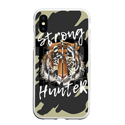 Чехол iPhone XS Max матовый Strong tiger, цвет: 3D-белый