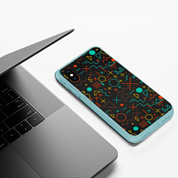 Чехол iPhone XS Max матовый Геометрическая Абстракция Частицы, цвет: 3D-мятный — фото 2