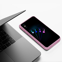 Чехол iPhone XS Max матовый НЕОНОВЫЕ КАРТЫ NEON, цвет: 3D-розовый — фото 2