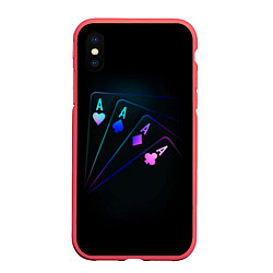 Чехол iPhone XS Max матовый НЕОНОВЫЕ КАРТЫ NEON, цвет: 3D-красный