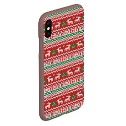 Чехол iPhone XS Max матовый Deer Christmas Pattern, цвет: 3D-коричневый — фото 2