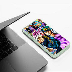 Чехол iPhone XS Max матовый Джотаро - JoJos Bizarre Adventure, цвет: 3D-салатовый — фото 2