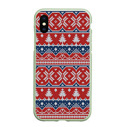 Чехол iPhone XS Max матовый New Year Pattern, цвет: 3D-салатовый