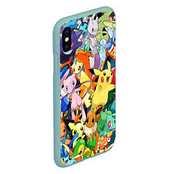 Чехол iPhone XS Max матовый АНИМЕ, ПОКЕМОНЫ ВСЕ ПЕРСОНАЖИ POKEMON, цвет: 3D-мятный — фото 2