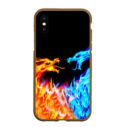 Чехол iPhone XS Max матовый FIRE DRAGONS ОГНЕННЫЕ ДРАКОНЫ, цвет: 3D-коричневый