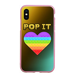 Чехол iPhone XS Max матовый Pop It - Heart - Abstraction, цвет: 3D-розовый