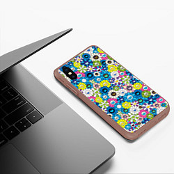 Чехол iPhone XS Max матовый Takashi Murakami Улыбающиеся цветы, цвет: 3D-коричневый — фото 2