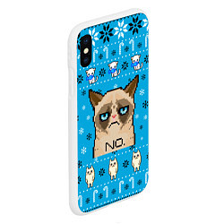 Чехол iPhone XS Max матовый Grumpy КОТ МЕМ НОВОГОДНИЙ, цвет: 3D-белый — фото 2