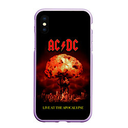 Чехол iPhone XS Max матовый Live at the Apocalypse - ACDC, цвет: 3D-сиреневый