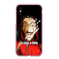 Чехол iPhone XS Max матовый БУМАЖНЫЙ ДОМ РИСУНОК - LA CASA DE PAPEL BELLA CIAO, цвет: 3D-розовый