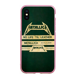 Чехол iPhone XS Max матовый No Life til Leather - Metallica, цвет: 3D-розовый