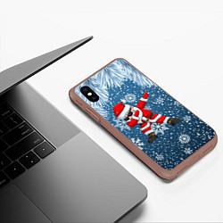 Чехол iPhone XS Max матовый DAB SANTA WINTER, цвет: 3D-коричневый — фото 2