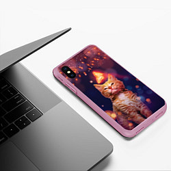 Чехол iPhone XS Max матовый РЫЖИЙ КОТ И БАБОЧКА, цвет: 3D-розовый — фото 2