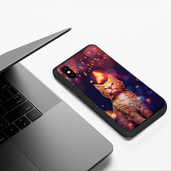 Чехол iPhone XS Max матовый РЫЖИЙ КОТ И БАБОЧКА, цвет: 3D-черный — фото 2