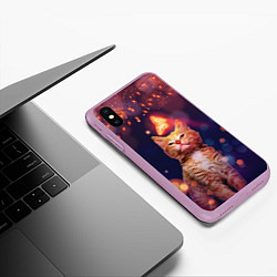 Чехол iPhone XS Max матовый РЫЖИЙ КОТ И БАБОЧКА, цвет: 3D-сиреневый — фото 2