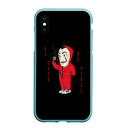 Чехол iPhone XS Max матовый БУМАЖНЫЙ ДОМ - LA CASA DE PAPEL BELLA CIAO - СЕРИА, цвет: 3D-мятный