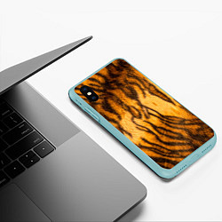 Чехол iPhone XS Max матовый Шкура тигра 2022, цвет: 3D-мятный — фото 2