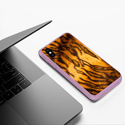 Чехол iPhone XS Max матовый Шкура тигра 2022, цвет: 3D-сиреневый — фото 2