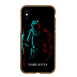 Чехол iPhone XS Max матовый Dark Souls NEON Силуэт, цвет: 3D-коричневый
