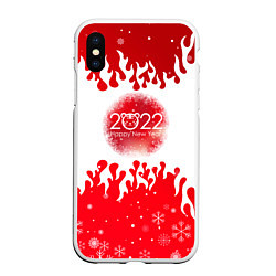 Чехол iPhone XS Max матовый Happy New Year Fire, цвет: 3D-белый