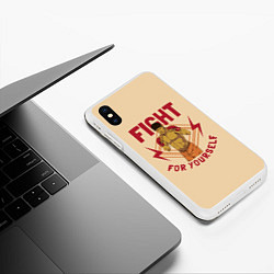 Чехол iPhone XS Max матовый FIGHT FOR YOURSELF, цвет: 3D-белый — фото 2