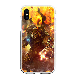 Чехол iPhone XS Max матовый CYBER DEMON IN FIRE DOOM BOSS, цвет: 3D-белый