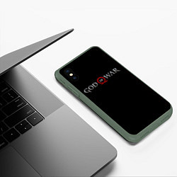 Чехол iPhone XS Max матовый GOD OF WAR LOGO, РУНЫ, цвет: 3D-темно-зеленый — фото 2