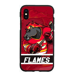 Чехол iPhone XS Max матовый Калгари Флэймз, Calgary Flames, цвет: 3D-черный