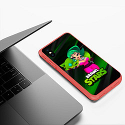 Чехол iPhone XS Max матовый LOLA BRAWLSTARS dark green, цвет: 3D-красный — фото 2