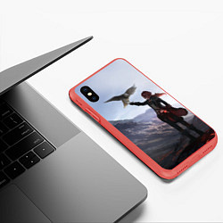 Чехол iPhone XS Max матовый ДИЛЮК С ЯСТРЕБОМ DILUC, цвет: 3D-красный — фото 2
