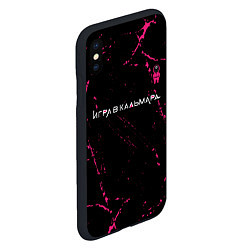 Чехол iPhone XS Max матовый ИГРА В КАЛЬМАРА - ОХРАНА - Гранж, цвет: 3D-черный — фото 2