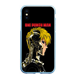 Чехол iPhone XS Max матовый Кибернетическое тело Геноса One Punch-Man, цвет: 3D-голубой