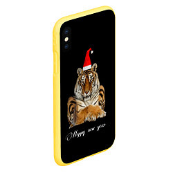 Чехол iPhone XS Max матовый Новогодний тигр, цвет: 3D-желтый — фото 2