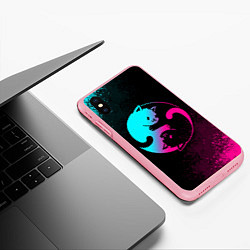 Чехол iPhone XS Max матовый ИНЬ ЯНЬ НЕОНОВЫЕ КОТИКИ, цвет: 3D-баблгам — фото 2