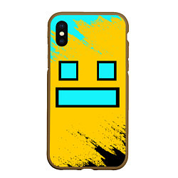 Чехол iPhone XS Max матовый GEOMETRY DASH SMILE БРЫЗГИ КРАСОК, цвет: 3D-коричневый