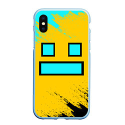 Чехол iPhone XS Max матовый GEOMETRY DASH SMILE БРЫЗГИ КРАСОК, цвет: 3D-голубой