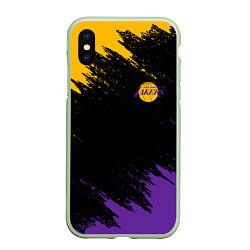 Чехол iPhone XS Max матовый LAKERS БРЫЗГИ КРАСОК, цвет: 3D-салатовый