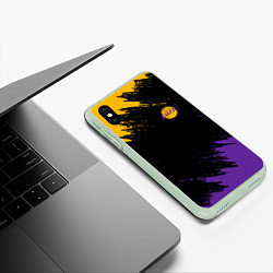 Чехол iPhone XS Max матовый LAKERS БРЫЗГИ КРАСОК, цвет: 3D-салатовый — фото 2