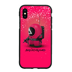 Чехол iPhone XS Max матовый Among Us x Squid Game, цвет: 3D-черный