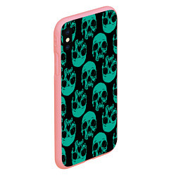 Чехол iPhone XS Max матовый Узор из зелёных черепков, цвет: 3D-баблгам — фото 2