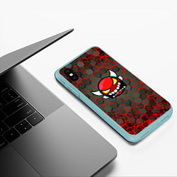 Чехол iPhone XS Max матовый Geometry Dash красные соты, цвет: 3D-мятный — фото 2