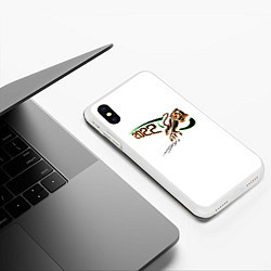 Чехол iPhone XS Max матовый Тигр с когтями Символ 2022 года, цвет: 3D-белый — фото 2