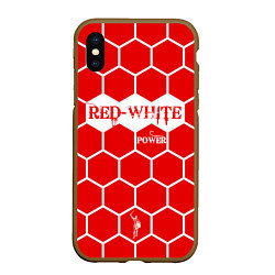 Чехол iPhone XS Max матовый Красно-Белая Сила, цвет: 3D-коричневый