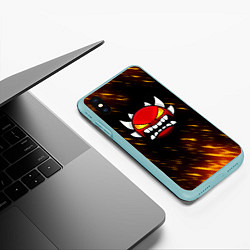 Чехол iPhone XS Max матовый Geometry Dash - Неоновые штрихи, цвет: 3D-мятный — фото 2