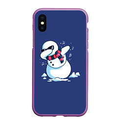 Чехол iPhone XS Max матовый Dab Snowman in a scarf, цвет: 3D-фиолетовый