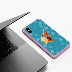 Чехол iPhone XS Max матовый Шрек: Пряник на коне, цвет: 3D-сиреневый — фото 2