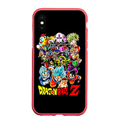 Чехол iPhone XS Max матовый Персонажи Dragon Ball, цвет: 3D-красный