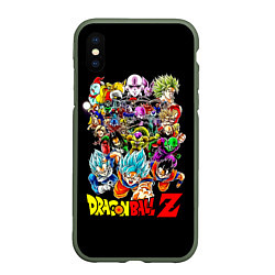 Чехол iPhone XS Max матовый Персонажи Dragon Ball, цвет: 3D-темно-зеленый