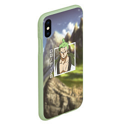 Чехол iPhone XS Max матовый Ван-Пис One Piece, Зоро Ророноа Zoro Roronoa, цвет: 3D-салатовый — фото 2